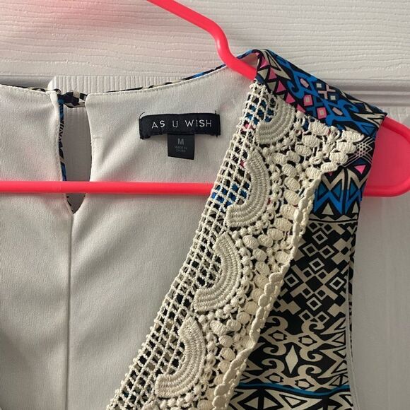 AS U WISH Multicolor aztec mixed prints lace dress m - Picture 5 of 9